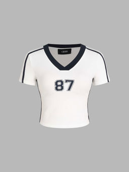 Cider - V Neckline 87 Graphic Short Sleeve Tee