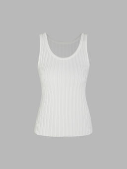 Cider - U-Neckline Solid Knitted Crop Top