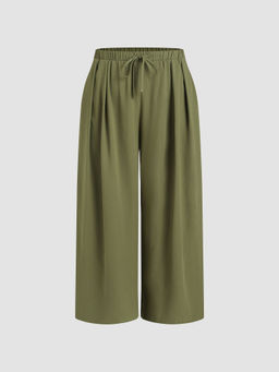 Cider - Elastic Waist Wide Leg Trousers Curve & Plus