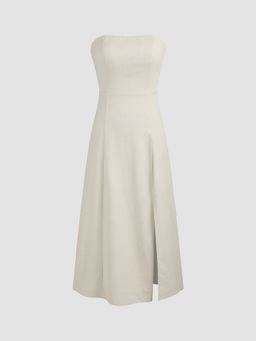 Cider - Linen-Blend Split Tube Maxi Dress