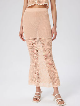 Cider - Knit Hollow Out Mermaid Maxi Skirt