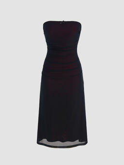 Cider - Tube Contrast Mesh Midi Dress