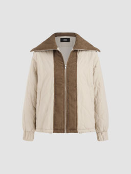 Cider - Corduroy Collar Pocket Zipper Quilted Puffer Jacket