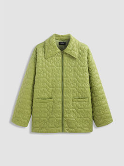 Cider - Collar Floral Button Puffer Jacket