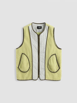 Cider - Fleece Patchwork Zip Puffer Vest