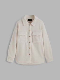 Cider - Fleece Collar Solid Pocket Jacket