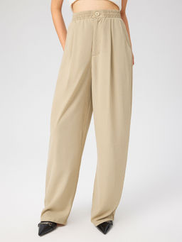 Cider - Solid High Waist Pleated Wide Leg Trousers