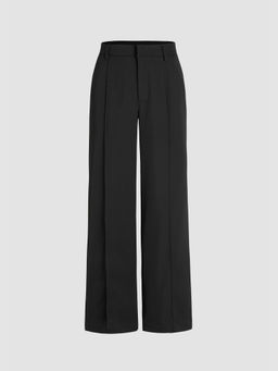 Cider - Mid Waist Pleated Straight Leg Trousers