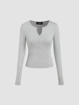 Cider - V-Neck Jersey Solid Long Sleeve Tee