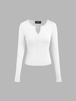 Cider - V-Neck Jersey Solid Long Sleeve Tee