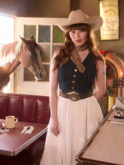 Cider - Denim V-Neck Button Crop Vest