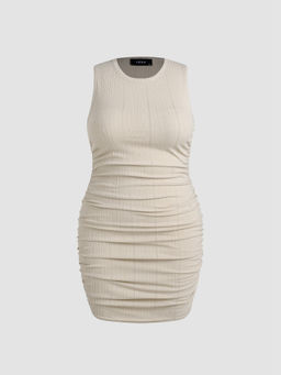 Cider - Ruched Knit Sleeveless Mini Dress Curve & Plus