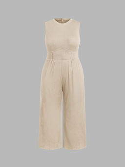 Cider - Solid Sleeveless Wide Leg Jumpsuit Curve & Plus