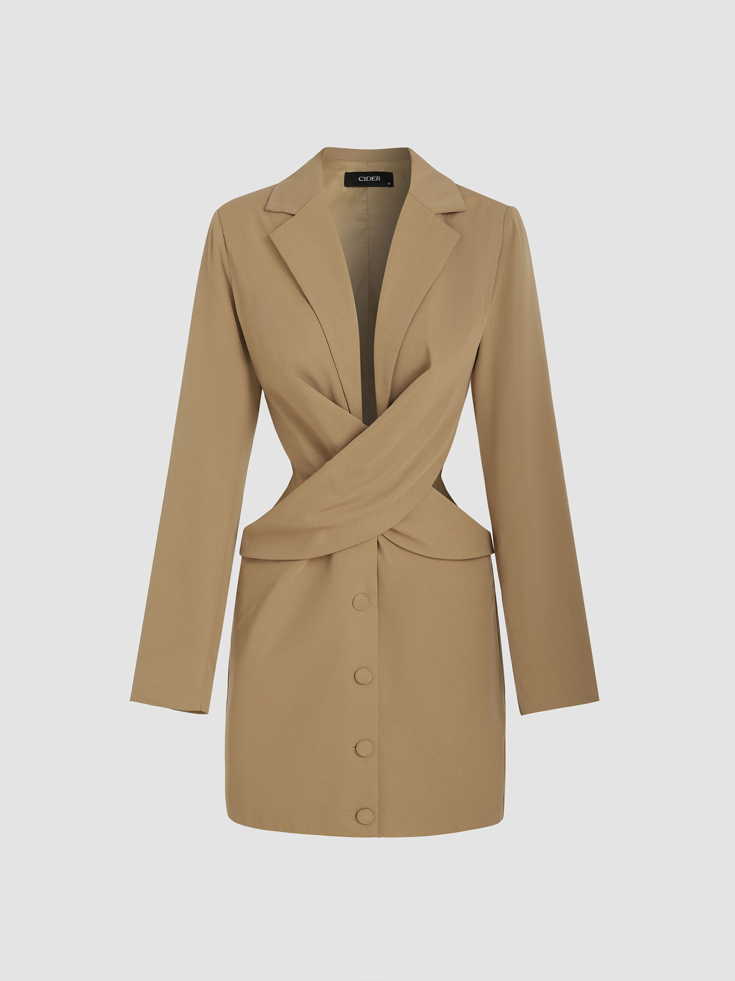 cider Collar Solid Twist Button Blazer-picture-22