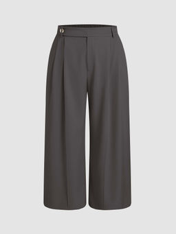 Cider - Mid Waist Solid Wide Leg Trousers Curve & Plus