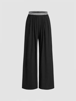 Cider - Mid Waist Striped Binding Wide Leg Trousers