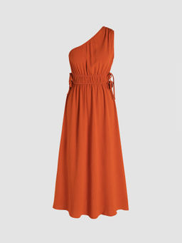 Cider - Asymmetrical Neck Knotted Maxi Dress