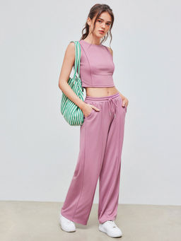 Cider - Stitch Tank Top & Elastic Waist Crop Pants (Set of 2)