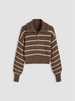 Cider - Solid Knit Polo Zipper Cardigan