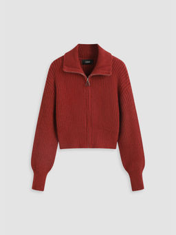 Cider - Solid Knit Polo Zipper Cardigan