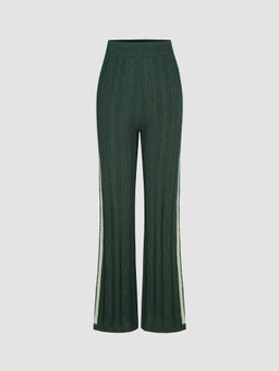 Cider - Wool-Blend Mid Waist Striped Straight Leg Knitted Trousers