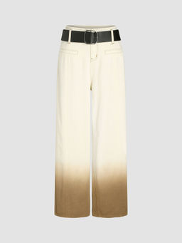 Cider - Denim Mid Waist Gradient Belted Straight Leg Jeans