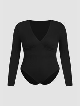 Cider - Collarless Solid Bodysuit Curve & Plus