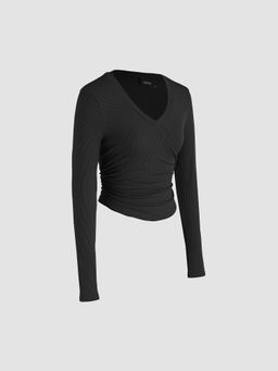 Cider - Rib Sweetheart Solid Long Sleeve Crop Tee