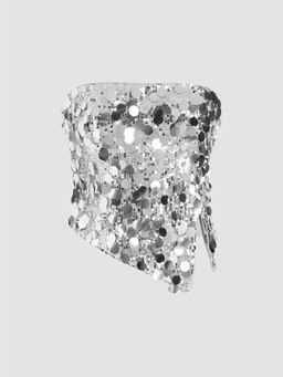 Cider - Sequin Asymmetrical Split Tube Crop Top