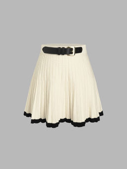 Cider - Solid Knit Mid Waist Pleated Mini Skirt