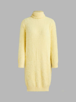Cider - Knit High Neck Fuzzy Mini Dress