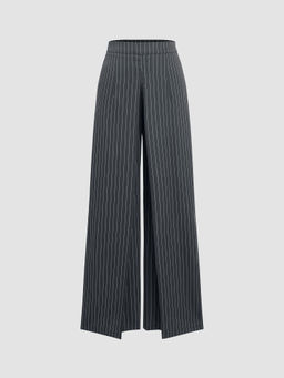 Cider - Mid Waist Striped Pleated Wide Leg Trousers