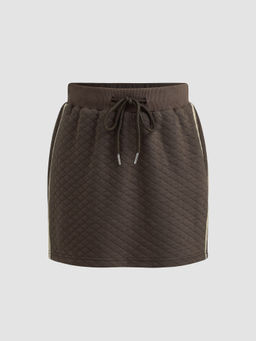 Cider - Middle Waist Geometric Drawstring Mini Skirt
