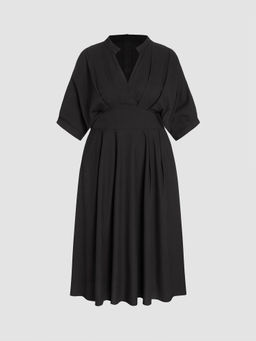 Cider - V-Neck Ruched Ruffle Maxi Dress Curve & Plus