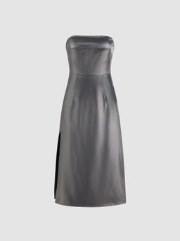 Cider - Tube Metallic Split Midi Dress