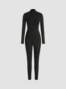 Cider - High Neck Long Sleeve Jumpsuit