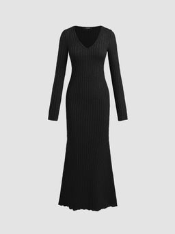 Cider - V-Neck Solid Maxi Dress