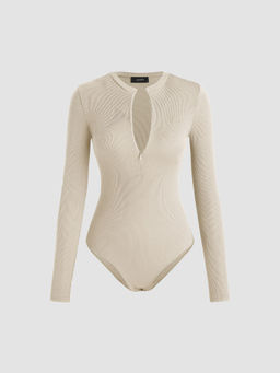 Cider - Jersey V-Neck Zipper Bodysuit