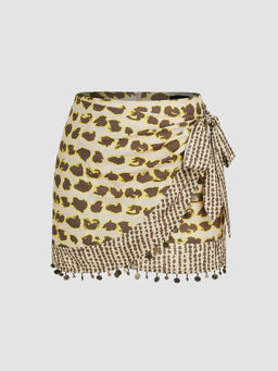 Cider - Mid Waist Animal Tassel Mini Skirt Curve & Plus