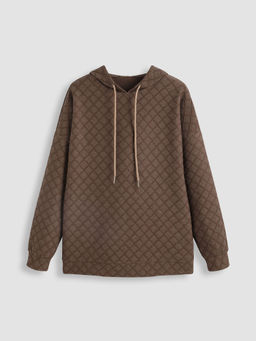 Cider - Terry Solid Geometric Drawstring Hoodie