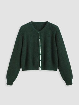 Cider - Wool-Blend Knit Round Neckline Button Cardigan Curve & Plus