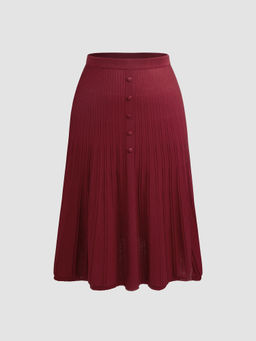 Cider - Knit Mid Waist Button Maxi Skirt Curve & Plus