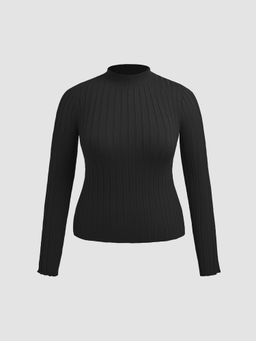 Cider - High Neck Rib Knit Sweater Curve & Plus