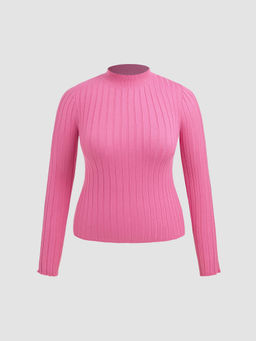 Cider - High Neck Rib Knit Sweater Curve & Plus