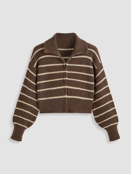 Cider - Solid Knit Polo Zipper Cardigan Curve & Plus