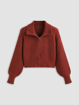 Cider - Solid Knit Polo Zipper Cardigan Curve & Plus