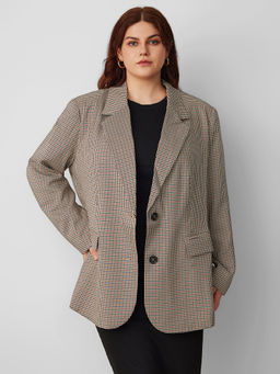 Cider - Collar Check Button Blazer Curve & Plus