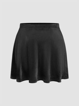 Cider - Velvet High Waist Solid Pleated Mini Skirt Curve & Plus