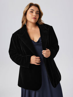 Cider - Velvet Collar Pocket Blazer Curve & Plus