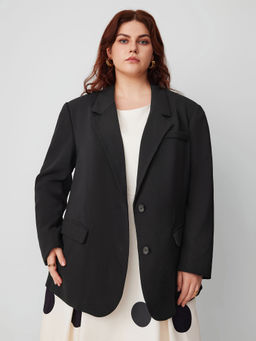 Cider - Collar Solid Button Blazer Curve & Plus
